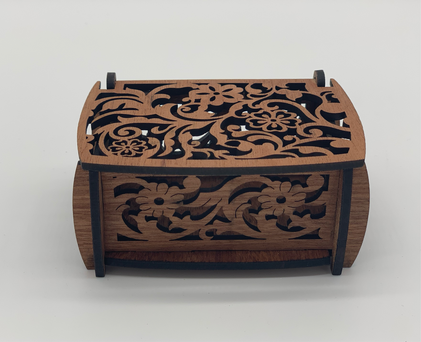 Mini-Box Flower Design Cut-through - Mahogany