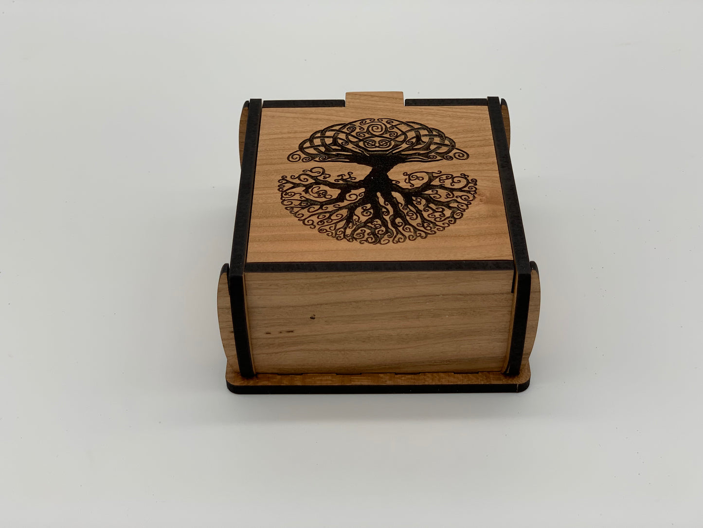 Trinket Box with Tree of Life Graphics - Cherry