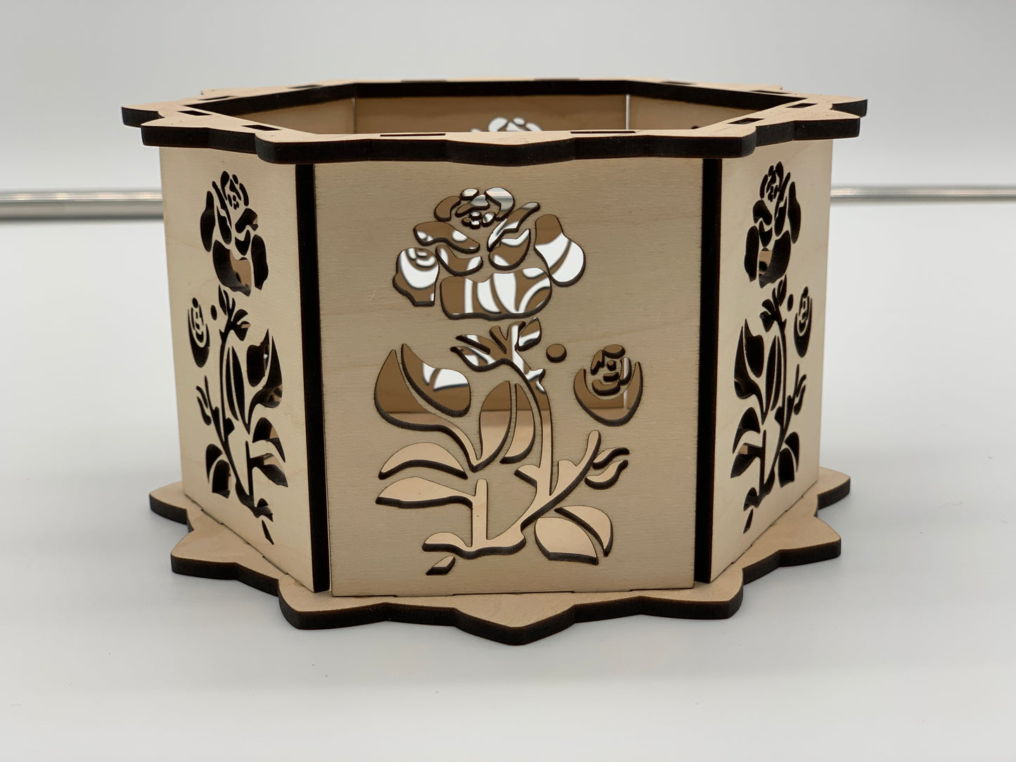 Octagon Trinket Box - Rose Design