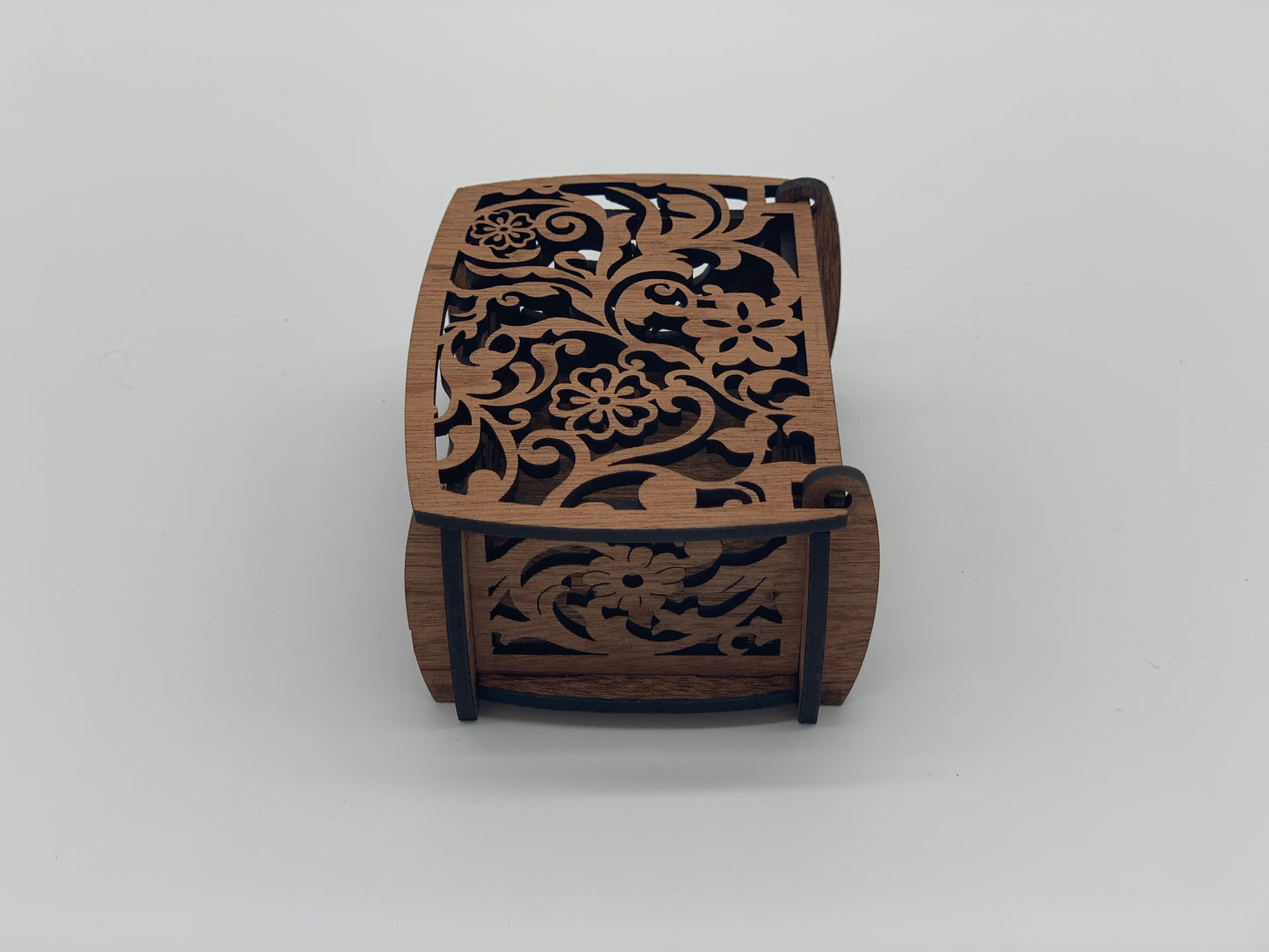 Mini-Box Flower Design Cut-through - Mahogany