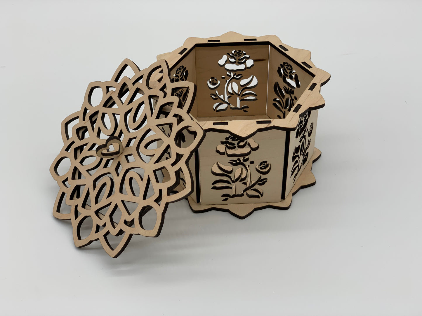 Octagon Trinket Box - Rose Design