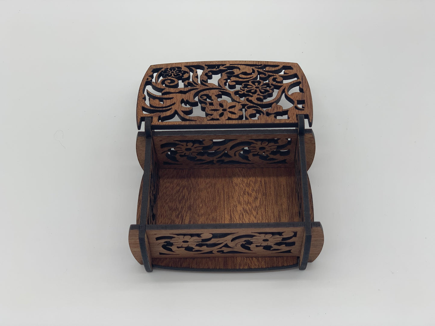 Mini-Box Flower Design Cut-through - Mahogany
