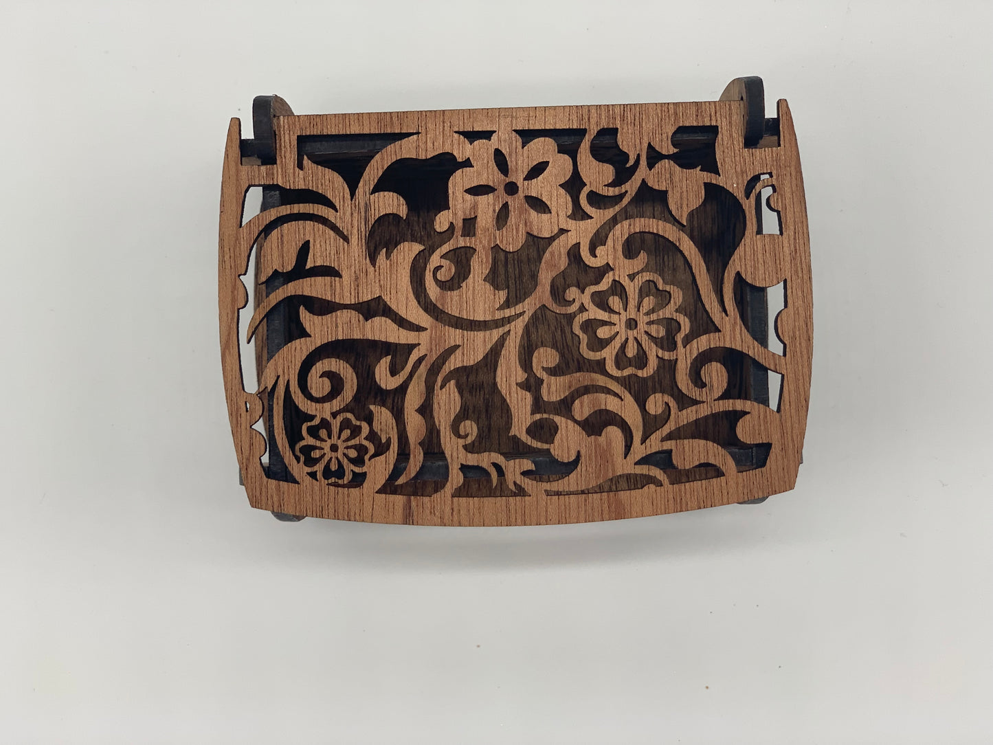 Mini-Box Flower Design Cut-through - Mahogany