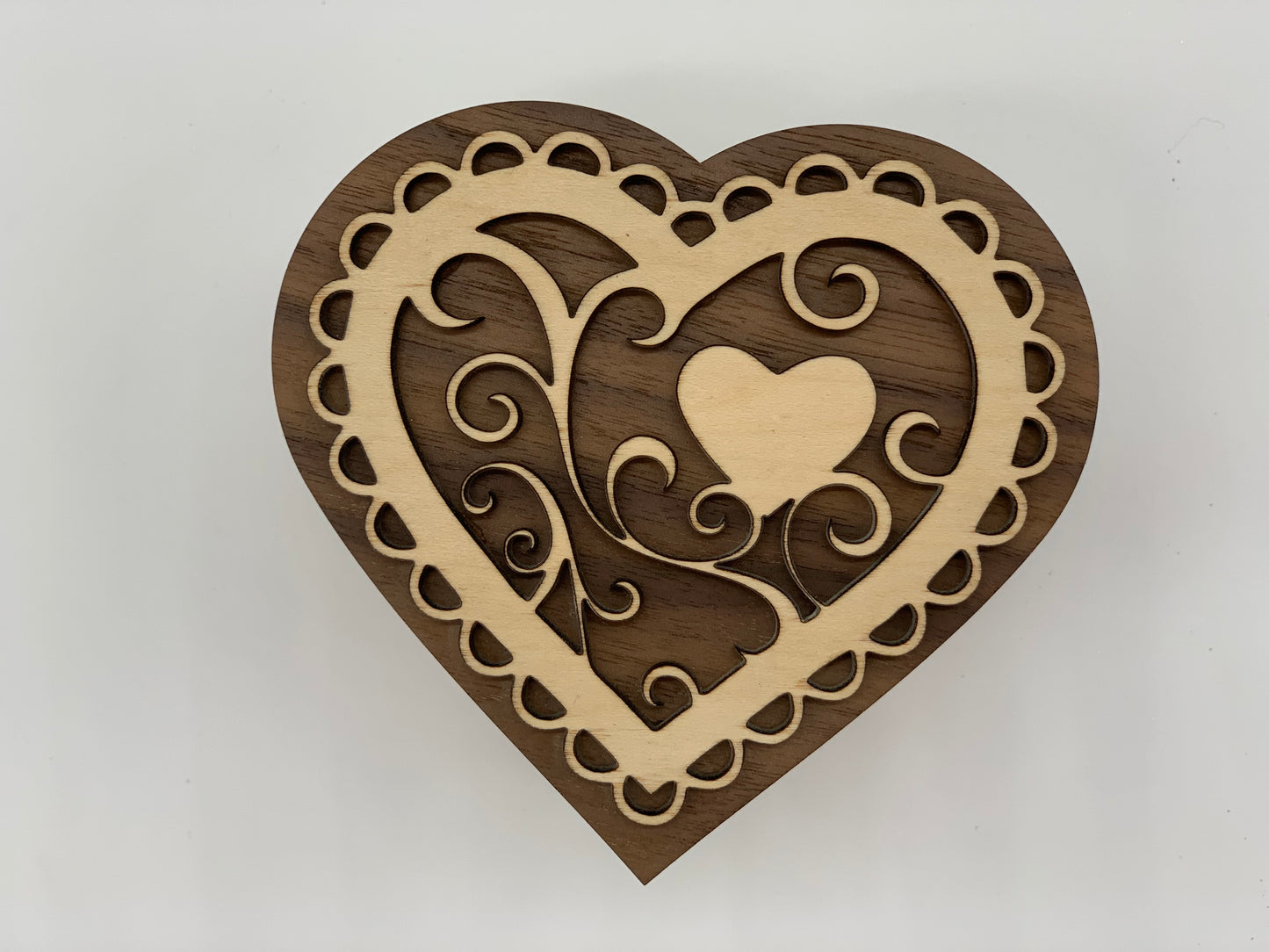 Heart Box - Maple with Walnut Accents