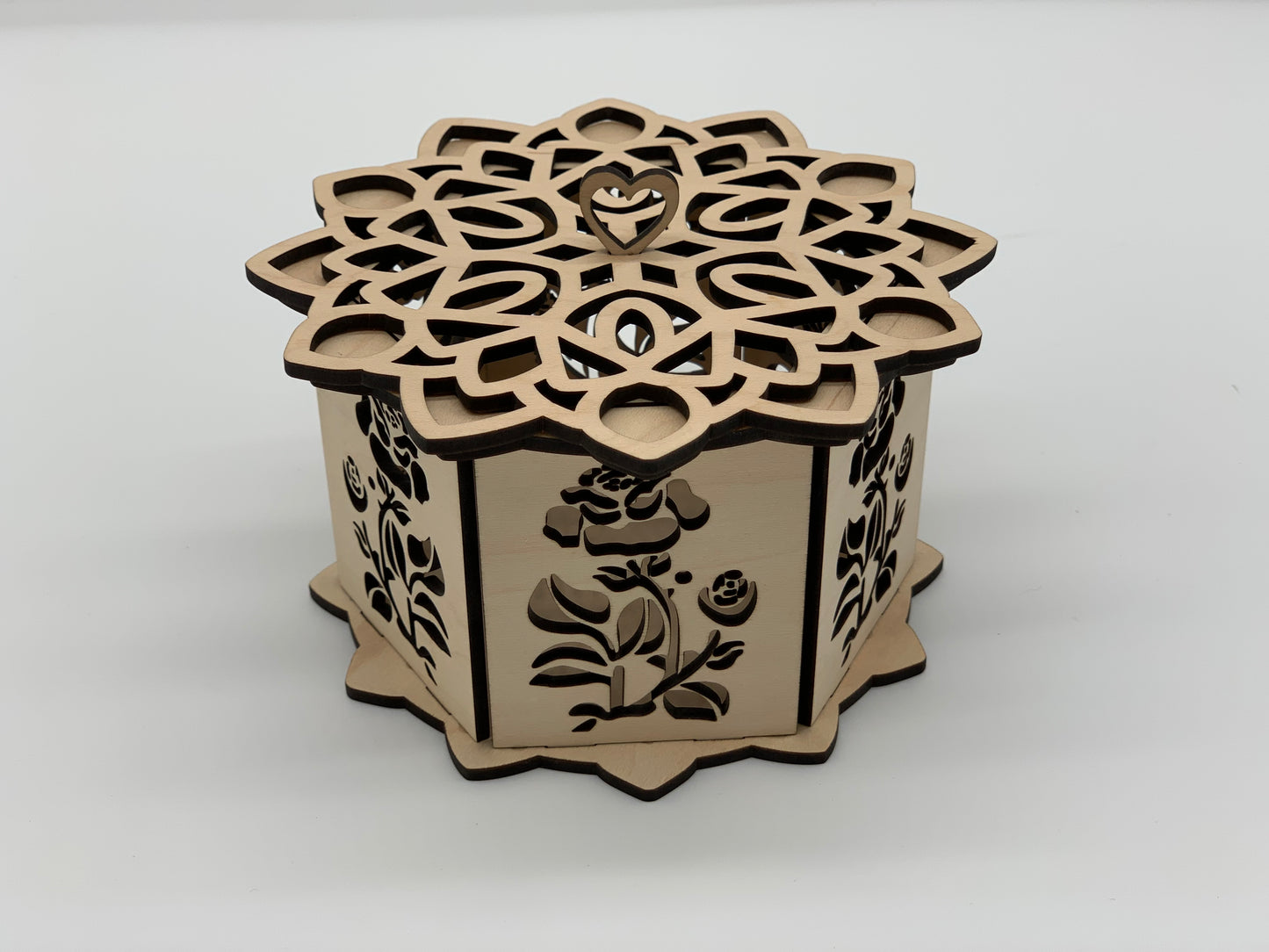 Octagon Trinket Box - Rose Design