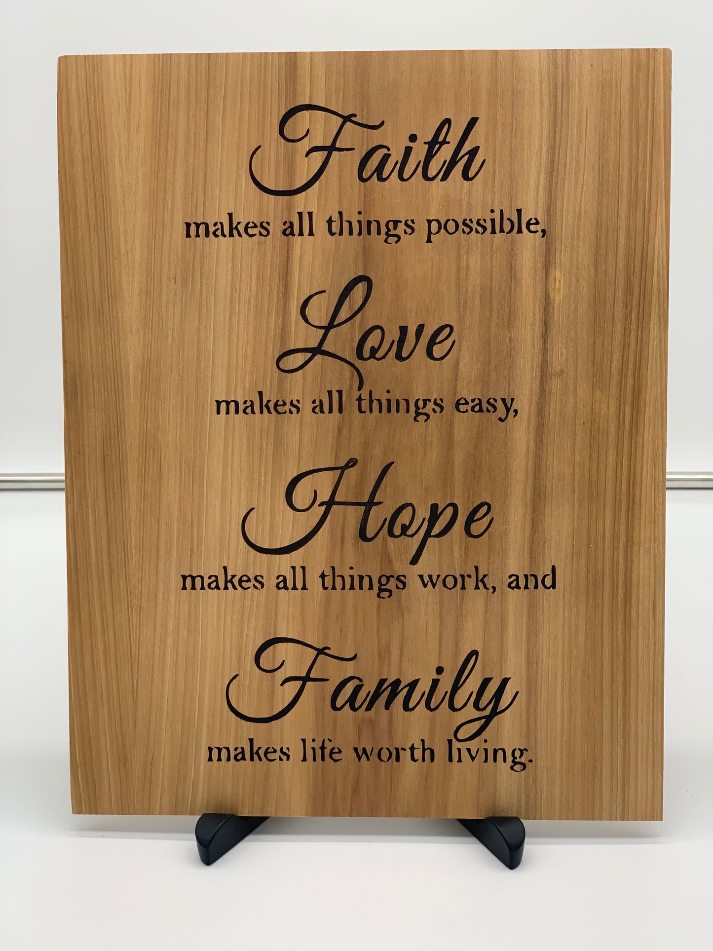 Faith Love Hope Family Sign - Cherry