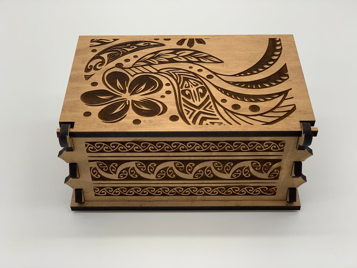 Keepsake Box - 4x6 Polynesian Design - Cherry