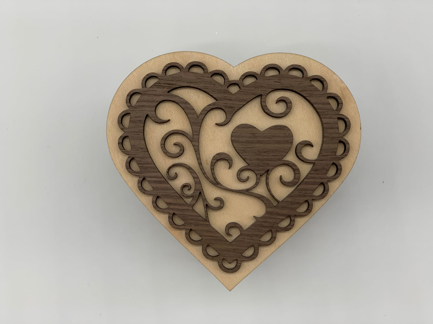 Heart Box : Walnut with Maple Accents