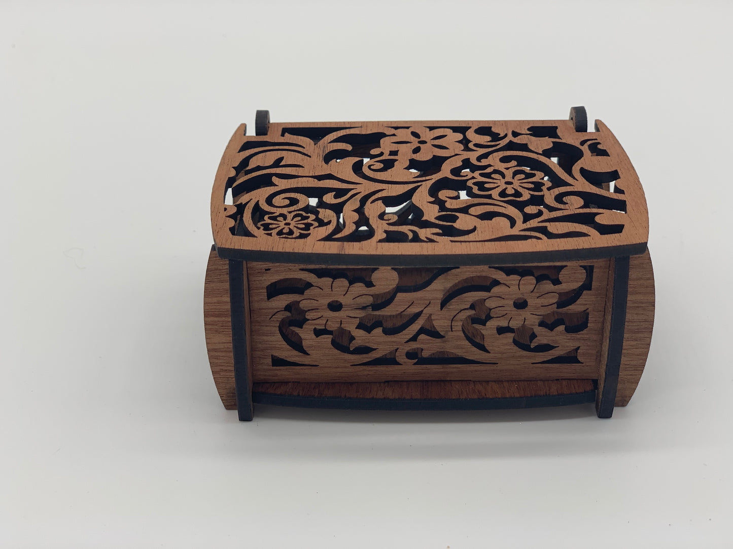 Mini-Box Flower Design Cut-through - Mahogany