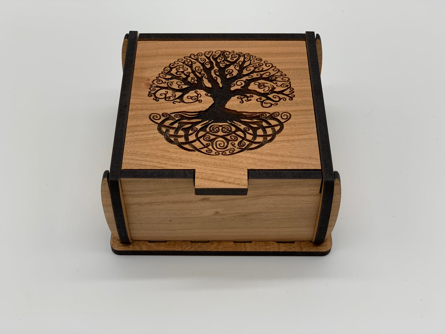 Trinket Box with Tree of Life Graphics - Cherry
