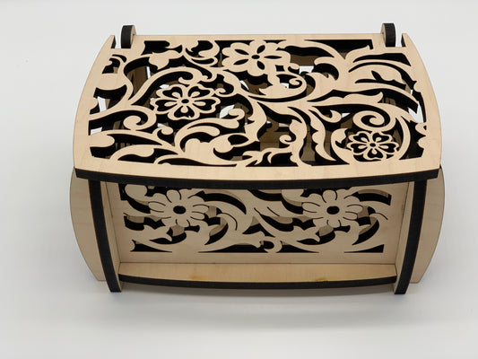 Keepsake Box - Flower Cut-through Design - Maple