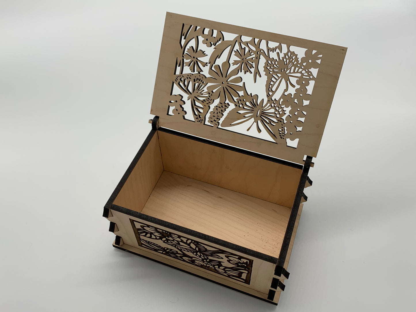 Keepsake Box - Butterfly Design - Maple