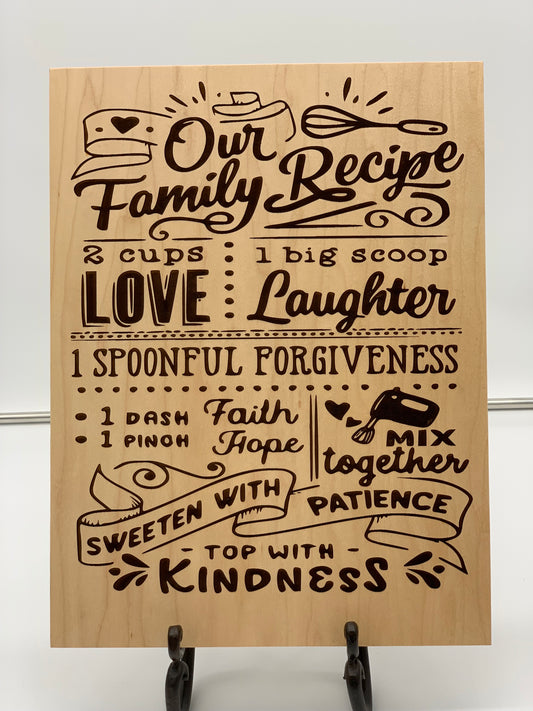 Our Family Recipe Sign - Cherry