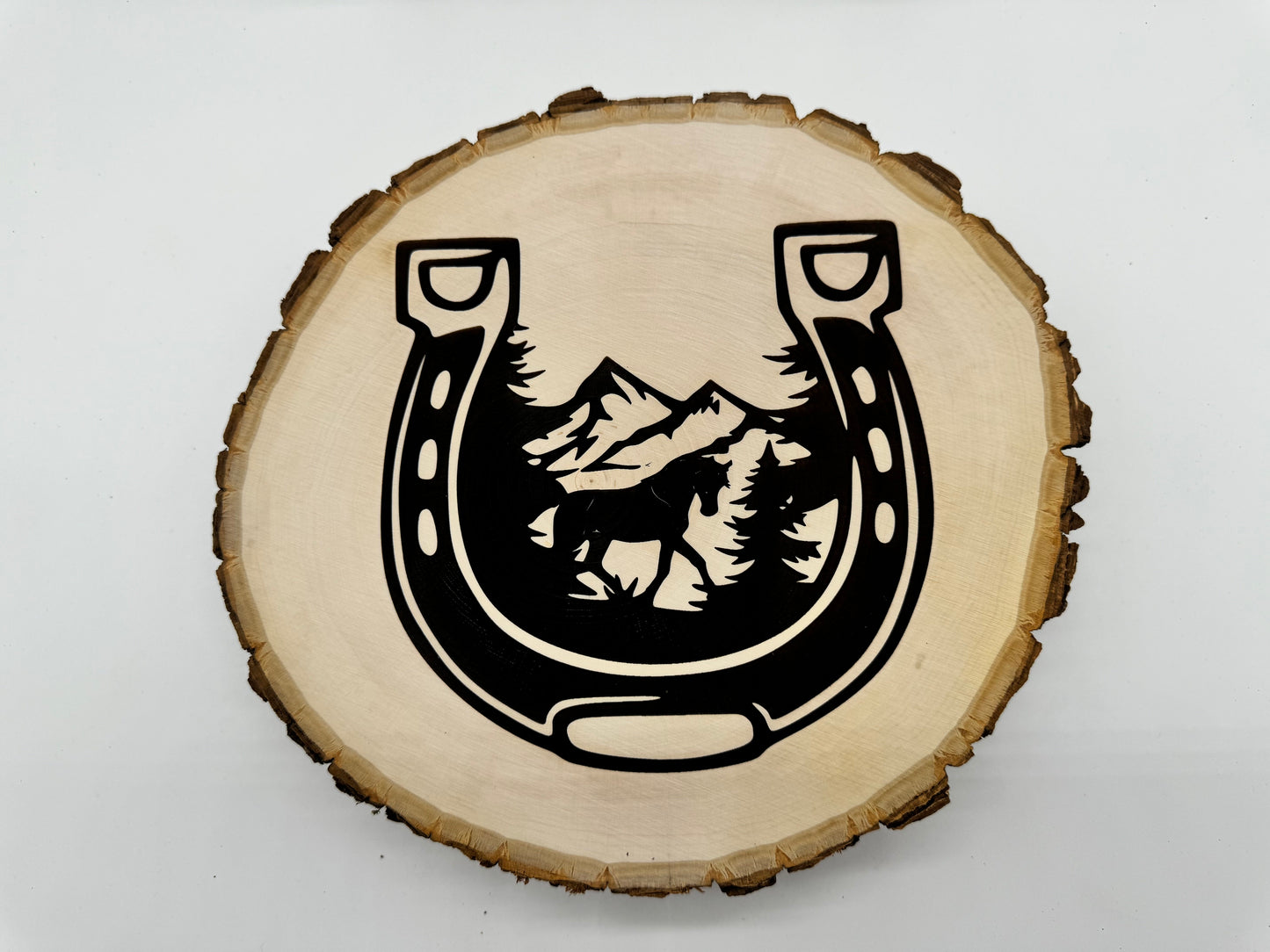 Basswood Live-edge Sign Horseshoe Design