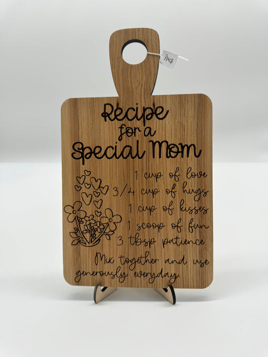 Decorative Cutting Board Shaped Recipe for Special Mom Sign