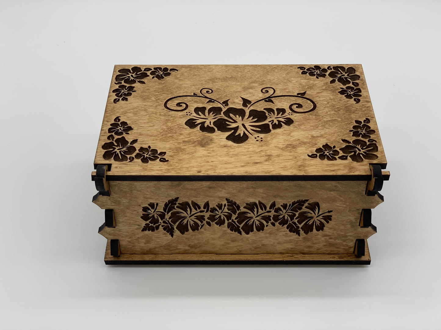 Keepsake Box - Hawaiian Design on Stained Maple