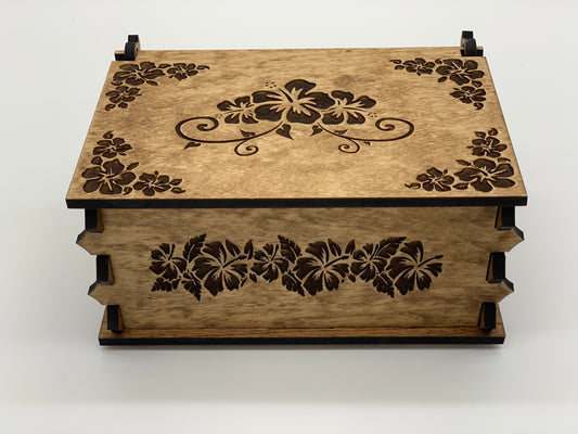 Keepsake Box - Hawaiian Design on Stained Maple