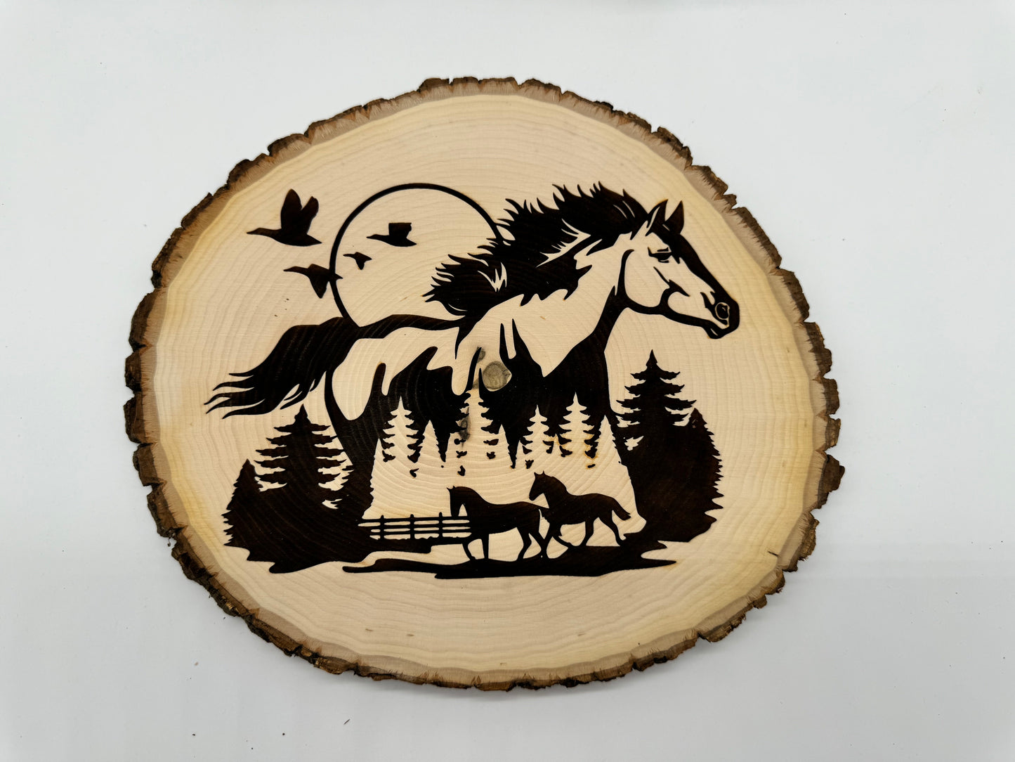 Basswood Live-edge Horse with Landscape Design