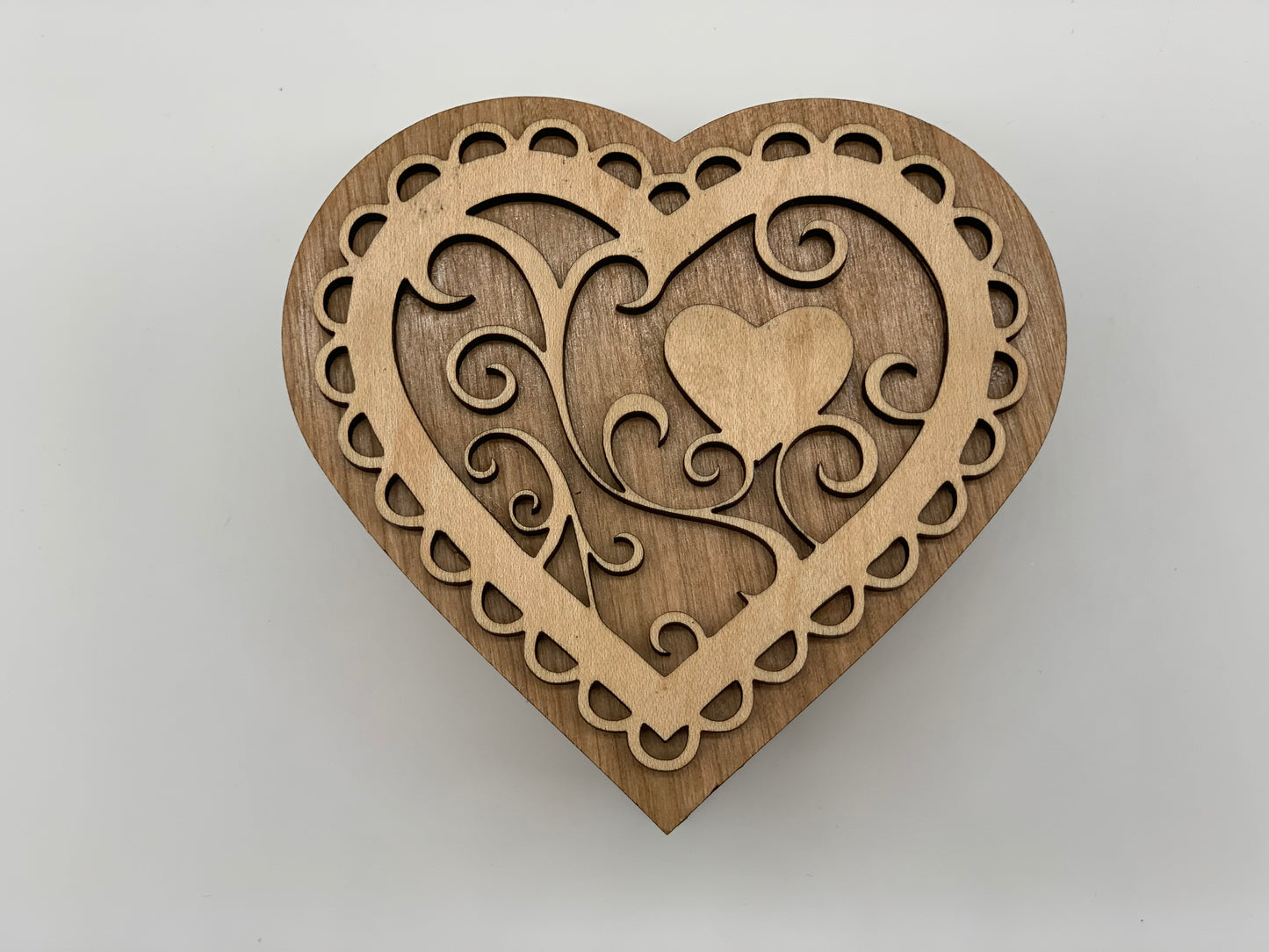 Heart Box - Maple with Cherry Accents