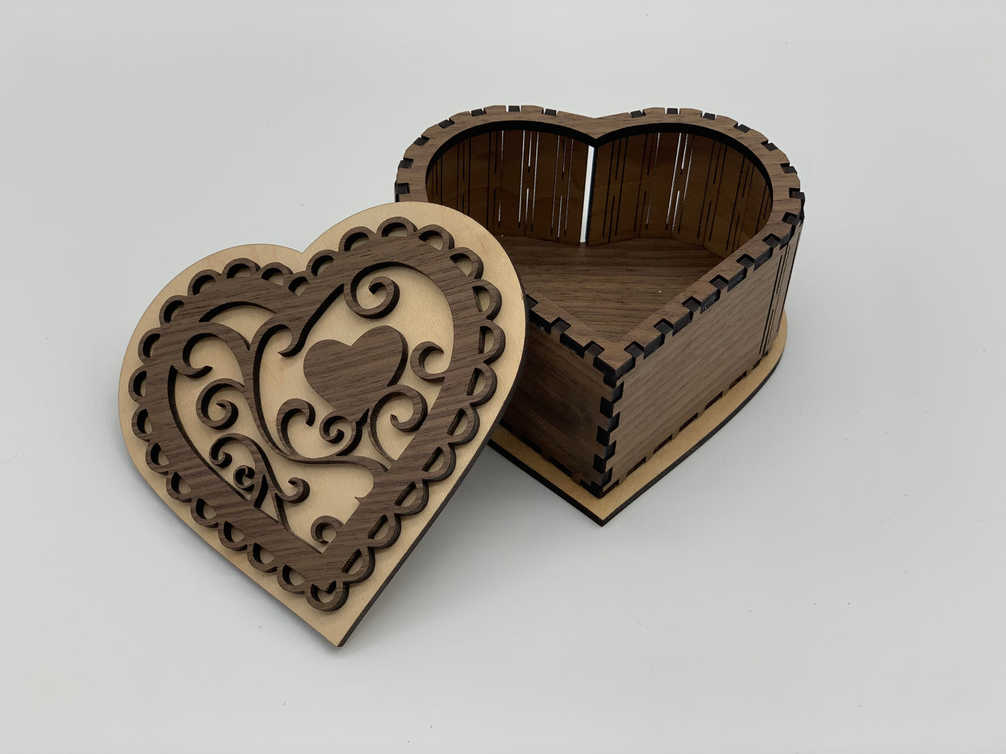 Heart Box : Walnut with Maple Accents